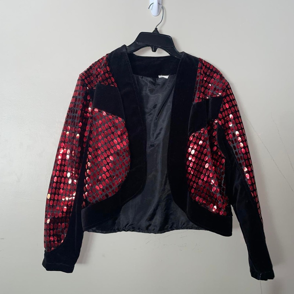 Black and red sequin jacket